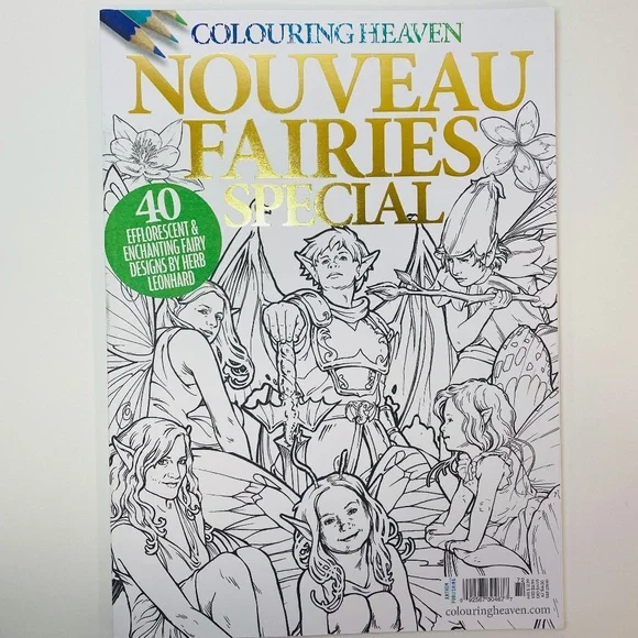 Colouring Heaven Coloring Book Nouveau Fairies Special Issue # 72 Rare 40 Sheets - Picture 1 of 5